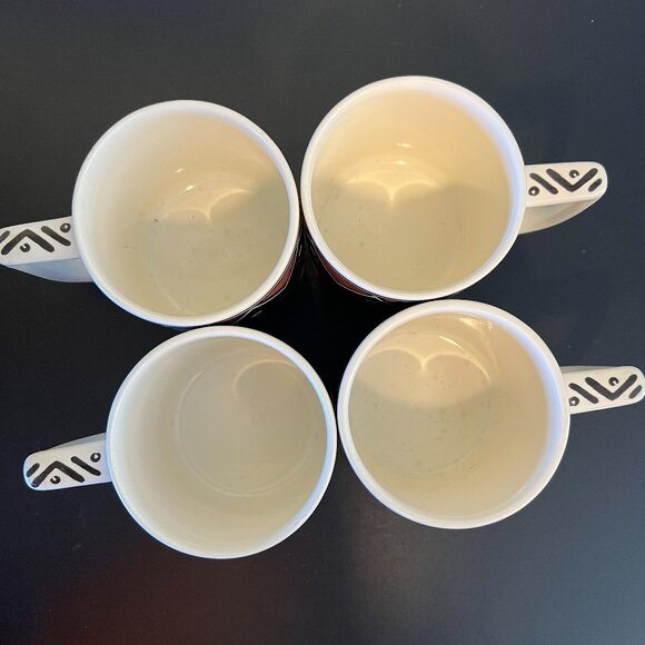 Set of 4 Vintage MIKASA Fashion Plate MOZAMBIQUE Pattern Tribal Art Ceramic Mugs - Picture 10 of 13